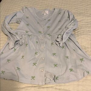 Little Paper Doll - Light Blue Dress with Green Bow Print
